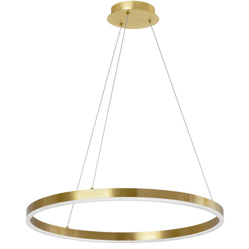 Dainolite Circulo 24in 1-Light Color-Changing LED Chandelier | Modern Aged Brass and White Acrylic | Dining Room & Foyer | Model CIR-2434C-5CCT-AGB