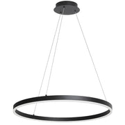 Dainolite Circulo 24in 1-Light Color-Changing LED Chandelier | Modern Matte Black and White Acrylic | Dining Room & Foyer | Model CIR-2434C-5CCT-MB