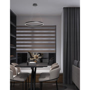 Dainolite Circulo 24in 1-Light Color-Changing LED Chandelier | Modern Matte Black and White Acrylic | Dining Room & Foyer | Model CIR-2434C-5CCT-MB