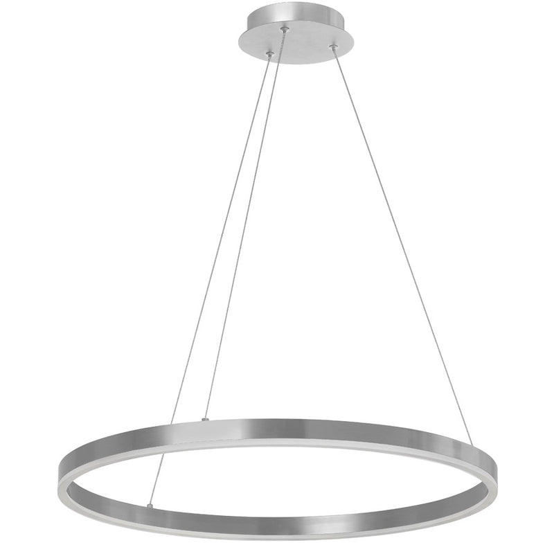 Dainolite Circulo 24in 1-Light Chandelier | Modern Silver and White Acrylic | Kitchen Island & Dining Room | Model CIR-2434C-5CCT-SV