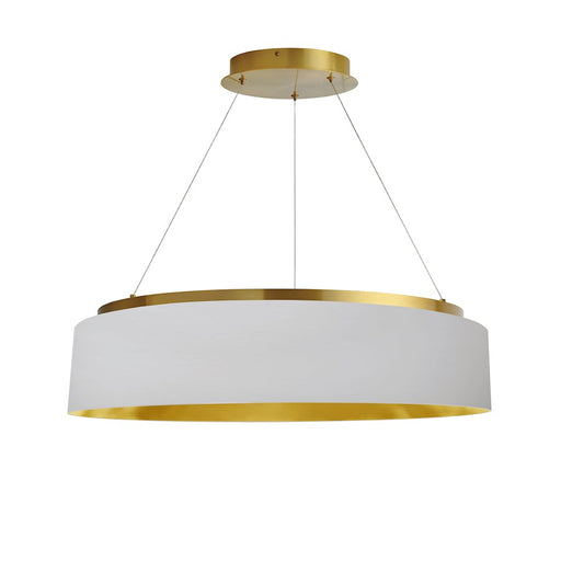 Dainolite Circulo 26in 1-Light Chandelier | Modern White Fabric and Aged Brass Metal | Living Room & Dining Room | 26 x 26 x 6 in | Model CIR-2634C-AGB-692