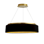 Dainolite Circulo 26in 1-Light Chandelier | Modern Black Fabric and Aged Brass Metal | Dining Room & Kitchen | Model CIR-2634C-AGB-698
