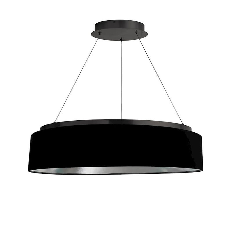 Dainolite Circulo 26in 1-Light Chandelier | Modern Black Fabric and Matte Black Metal | Dining Room & Kitchen Island | 26 x 26 x | Model CIR-2634C-MB-697