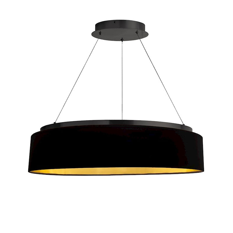 Dainolite Circulo 26in 1-Light Chandelier | Modern Matte Black Fabric and Black Fabric Shade | Dining Room & Kitchen | 26 x 26 x | Model CIR-2634C-MB-698