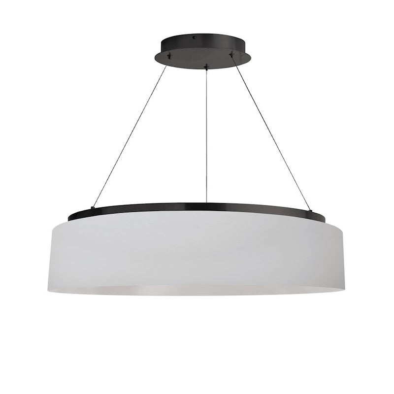 Dainolite Circulo 26in 1-Light Chandelier | Modern White Fabric and Matte Black Metal | Dining Room, Kitchen & Foyer | 26 x 26 x | Model CIR-2634C-MB-790