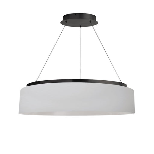 Dainolite Circulo 26in 1-Light Chandelier | Modern White Fabric and Matte Black Metal | Dining Room, Kitchen & Foyer | 26 x 26 x | Model CIR-2634C-MB-790