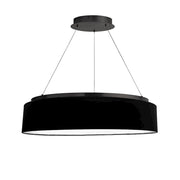 Dainolite Circulo 26in 1-Light Chandelier | Modern Matte Black Fabric and Black Drum Shade | Dining Room & Kitchen | 26 x 26 x 6 | Model CIR-2634C-MB-797
