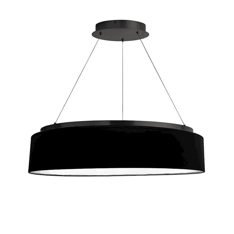 Dainolite Circulo 26in 1-Light Chandelier | Modern Matte Black Fabric and Black Drum Shade | Dining Room & Kitchen | 26 x 26 x 6 | Model CIR-2634C-MB-797
