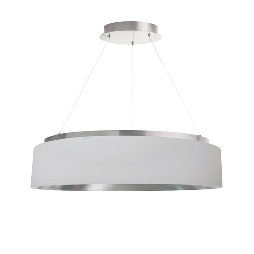 Dainolite Circulo 26in 1-Light Chandelier | Modern White Fabric and Silver Metal | Dining Room & Foyer | 26 x 26 x 6 in | Model CIR-2634C-SV-691
