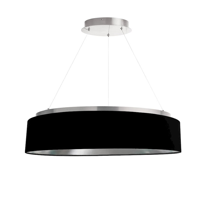 Dainolite Circulo 26in 1-Light Chandelier | Modern Black Fabric and Silver Metal | Kitchen & Dining Room | 26 x 26 x 6 in | Model CIR-2634C-SV-697