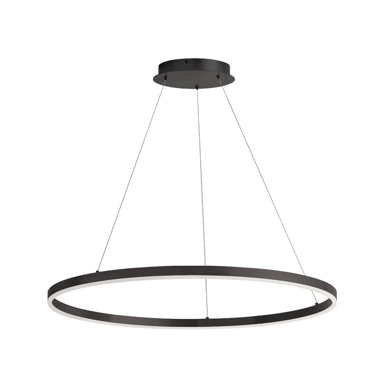 Dainolite Circulo 32in 1-Light Chandelier | Modern Matte Black Metal and White Acrylic | Dining Room & Foyer | Model CIR-3263C-5CCT-MB