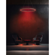 Dainolite Circulo 32in 1-Light Chandelier | Modern Matte Black Metal and White Acrylic | Dining Room & Foyer | Model CIR-3263C-5CCT-MB