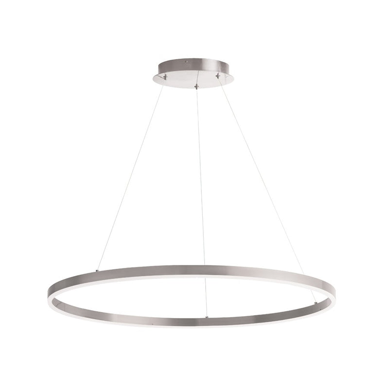 Dainolite Circulo 32in 1-Light Chandelier | Modern Silver and White Acrylic | Dining Room & Foyer | 4725 Lumens, 5CCT | Model CIR-3263C-5CCT-SV