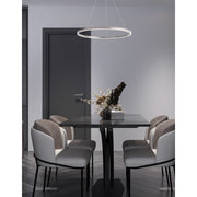 Dainolite Circulo 32in 1-Light Chandelier | Modern Silver and White Acrylic | Dining Room & Foyer | 4725 Lumens, 5CCT | Model CIR-3263C-5CCT-SV