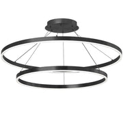 Dainolite Circulo 32in 1-Light Color Change LED Chandelier | Modern Matte Black and White Acrylic | Dining Room & Foyer | Model CIR-3397C-5CCT-MB