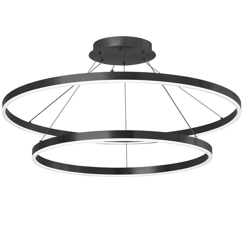 Dainolite Circulo 32in 1-Light Color Change LED Chandelier | Modern Matte Black and White Acrylic | Dining Room & Foyer | Model CIR-3397C-5CCT-MB