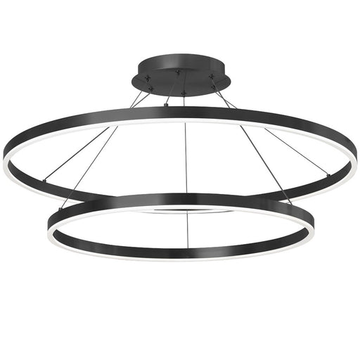 Dainolite Circulo 32in 1-Light Color Change LED Chandelier | Modern Matte Black and White Acrylic | Dining Room & Foyer | Model CIR-3397C-5CCT-MB