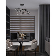 Dainolite Circulo 32in 1-Light Color Change LED Chandelier | Modern Matte Black and White Acrylic | Dining Room & Foyer | Model CIR-3397C-5CCT-MB