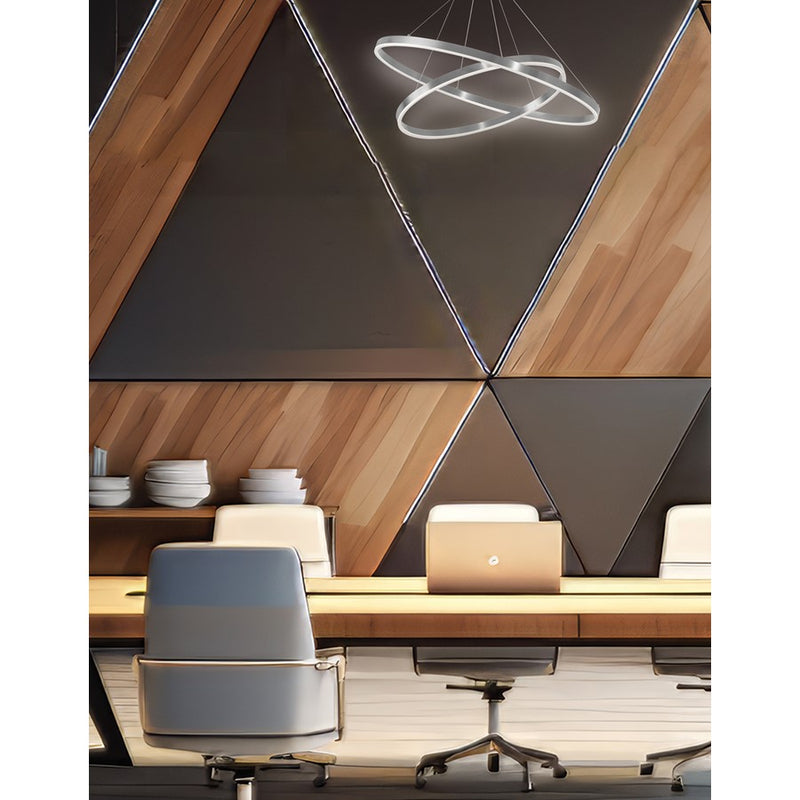 Dainolite Circulo 32in 1-Light Color Change LED Chandelier | Modern Silver and White Acrylic | Dining Room & Foyer | Model CIR-3397C-5CCT-SV
