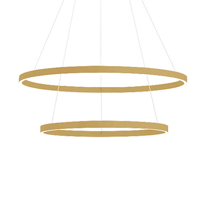 Dainolite Circulo 32in 2-Light LED Chandelier | Modern Aged Brass and White Acrylic | Dining Room & Foyer | 4725 Lumens, 3000K | Model CIR-3397C-AGB