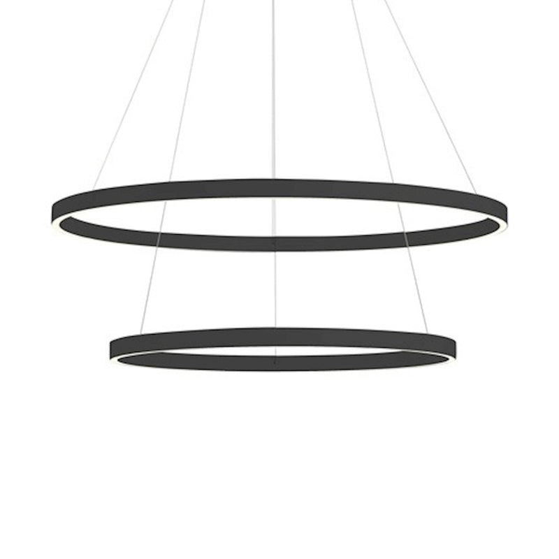Dainolite Circulo 32in 3-Light Chandelier | Modern Matte Black and White Acrylic | Kitchen Island & Dining Room | 32 x 32 x 2 in | Model CIR-3397C-MB