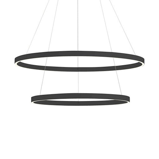 Dainolite Circulo 32in 3-Light Chandelier | Modern Matte Black and White Acrylic | Kitchen Island & Dining Room | 32 x 32 x 2 in | Model CIR-3397C-MB