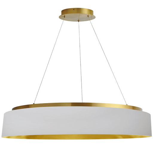Dainolite Circulo 34in 1-Light Chandelier | Modern White Fabric and Aged Brass Metal | Living Room, Dining Room & Kitchen | 34 x | Model CIR-3463C-AGB-692