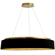 Dainolite Circulo 34in 1-Light Chandelier | Modern Black Fabric and Aged Brass Metal | Dining Room & Foyer | 34 x 34 x 6 in | Model CIR-3463C-AGB-698