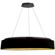 Dainolite Circulo 34in 1-Light Chandelier | Modern Black Fabric and Matte Black Metal | Dining Room & Kitchen | 34 x 34 x 6 in | Model CIR-3463C-MB-698