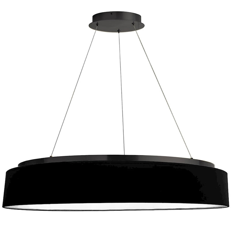 Dainolite Circulo 34in 1-Light Chandelier | Modern Black Fabric and Matte Black Metal | Kitchen, Dining Room & Foyer | 34 x 34 x | Model CIR-3463C-MB-797