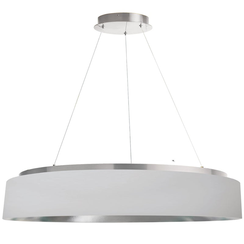 Dainolite Circulo 34in 1-Light Chandelier | Modern White Fabric and Silver Metal | Kitchen & Dining Room | 34 x 34 x 6 in | Model CIR-3463C-SV-691