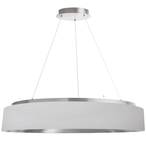 Dainolite Circulo 34in 1-Light Chandelier | Modern White Fabric and Silver Metal | Kitchen & Dining Room | 34 x 34 x 6 in | Model CIR-3463C-SV-691