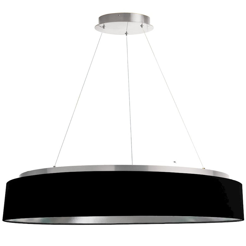 Dainolite Circulo 34in 1-Light Chandelier | Modern Black Fabric and Silver Metal | Kitchen Island & Dining Room | 34 x 34 x 6 in | Model CIR-3463C-SV-697