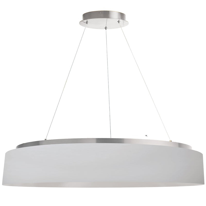 Dainolite Circulo 34in 1-Light Chandelier | Modern White Fabric and Silver Metal | Kitchen & Dining Room | 34 x 34 x 6 in | Model CIR-3463C-SV-790