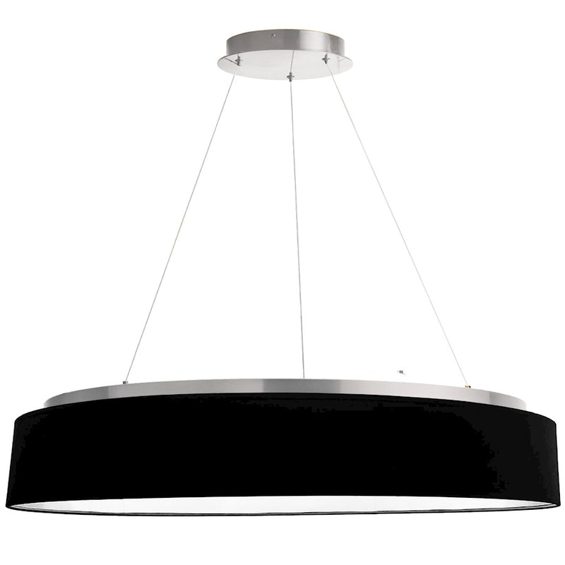Dainolite Circulo 34in 1-Light Chandelier | Modern Black Fabric and Silver Metal | Kitchen & Dining Room | 34 x 34 x 6 in | Model CIR-3463C-SV-797