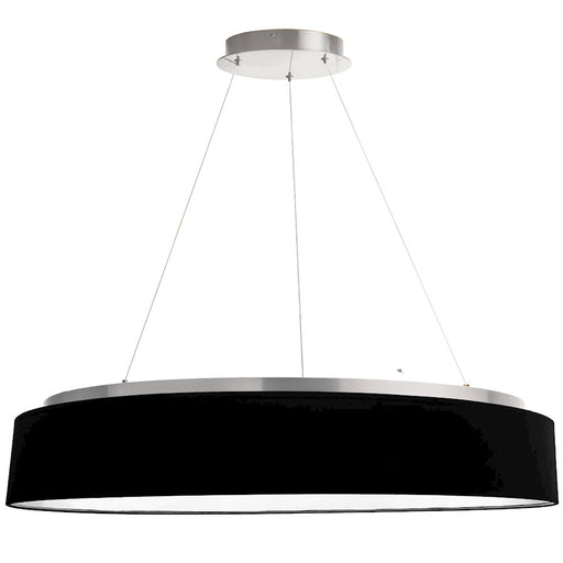 Dainolite Circulo 34in 1-Light Chandelier | Modern Black Fabric and Silver Metal | Kitchen & Dining Room | 34 x 34 x 6 in | Model CIR-3463C-SV-797
