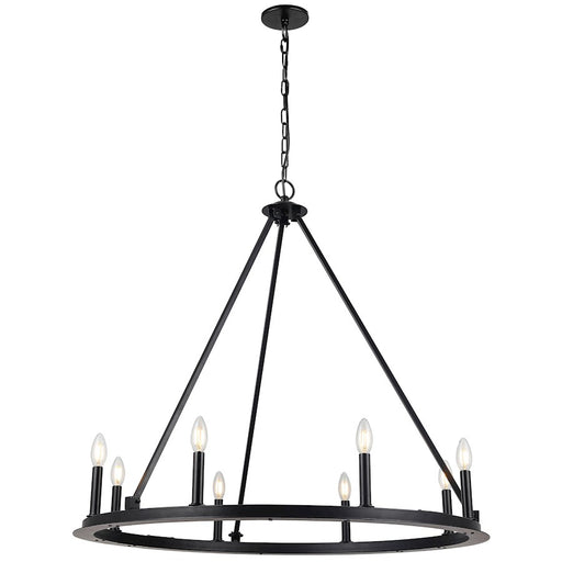 Dainolite Colby 36in 8-Light Chandelier | Transitional Matte Black Metal | Dining Room & Kitchen | 36 x 36 x 33 in | Model CLB-368C-MB