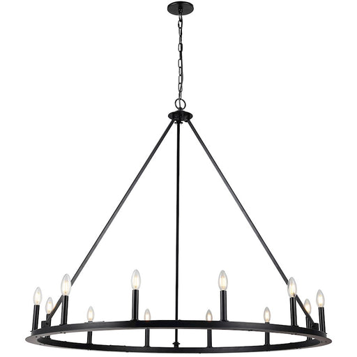 Dainolite Colby 48in 12-Light Chandelier | Transitional Matte Black Metal | Dining Room & Kitchen | 48 x 48 x 42 in | Model CLB-4812C-MB