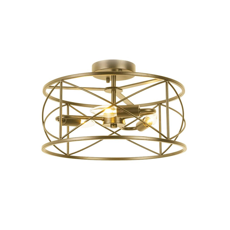 Dainolite Calah 15in 3-Light Semi-Flush Mount | Transitional Aged Brass Metal | Bedroom & Hallway | 15 x 15 x 8 in | Model CLH-153FH-AGB