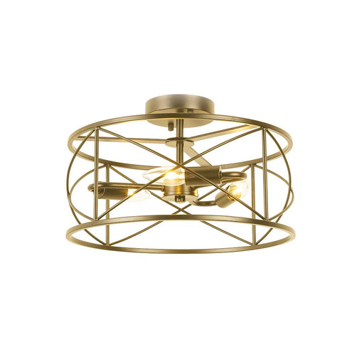 Dainolite Calah 15in 3-Light Semi-Flush Mount | Transitional Aged Brass Metal | Bedroom & Hallway | 15 x 15 x 8 in | Model CLH-153FH-AGB