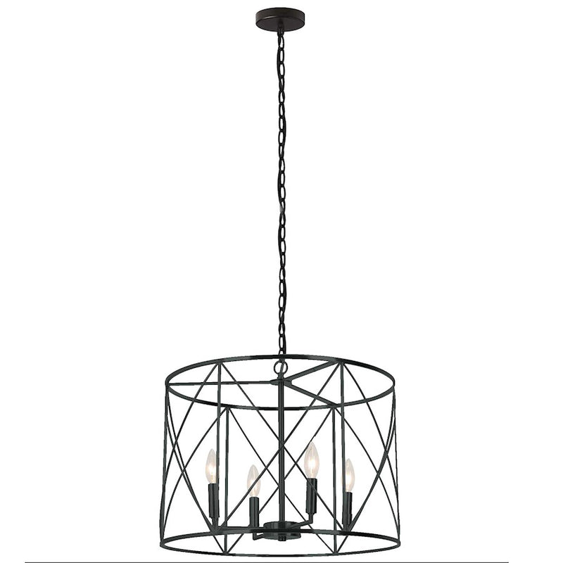 Dainolite Calah 20in 4-Light Chandelier | Transitional Matte Black Metal | Entryway, Kitchen & Dining Room | 20 x 20 x 14 in | Model CLH-204C-MB