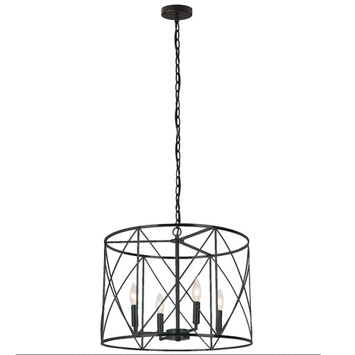 Dainolite Calah 20in 4-Light Chandelier | Transitional Matte Black Metal | Entryway, Kitchen & Dining Room | 20 x 20 x 14 in | Model CLH-204C-MB