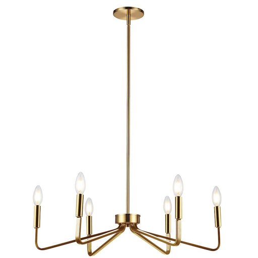 Dainolite Clayton 26in 6-Light Chandelier | Contemporary Aged Brass Metal | Dining Room & Kitchen | 26 x 26 x 6 in | Model CLN-266C-AGB