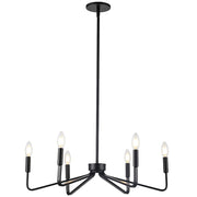 Dainolite Clayton 26in 6-Light Chandelier | Contemporary Matte Black Metal | Dining Room & Kitchen | 26 x 26 x 6 in | Model CLN-266C-MB