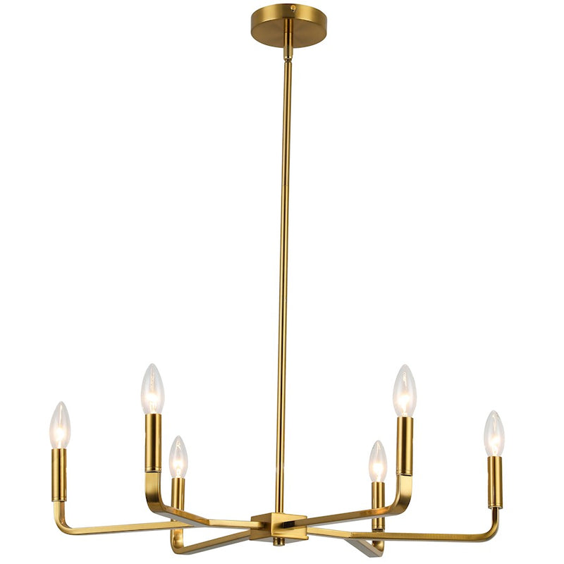 Dainolite Colette 24in 6-Light Chandelier | Aged Brass Metal | Kitchen, Dining Room & Foyer | 24 x 24 x 5 in | Model CLT-246-AGB