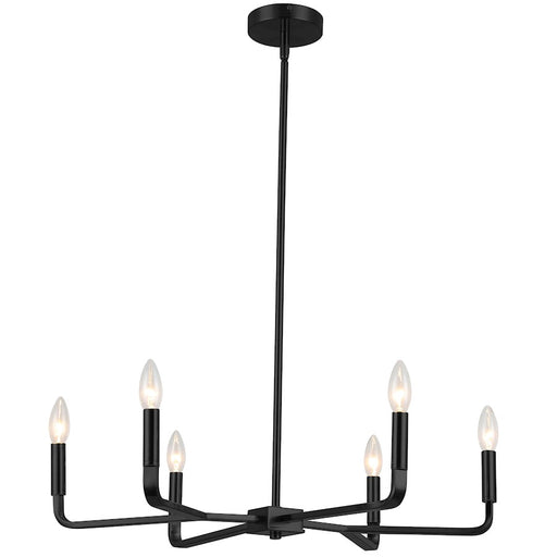 Dainolite Colette 24in 6-Light Chandelier | Contemporary Matte Black Metal | Kitchen & Dining Room | 24 x 24 x 5 in | Model CLT-246-MB