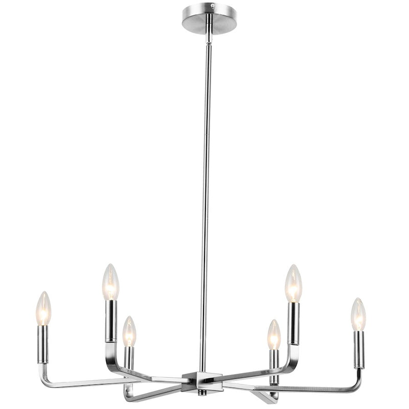 Dainolite Colette 24in 6-Light Chandelier | Contemporary Polished Chrome Metal | Kitchen & Dining Room | 24 x 24 x 5 in | Model CLT-246-PC