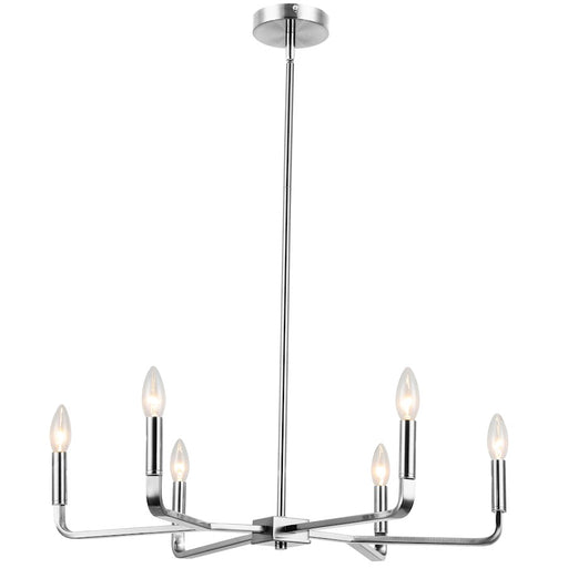 Dainolite Colette 24in 6-Light Chandelier | Contemporary Polished Chrome Metal | Kitchen & Dining Room | 24 x 24 x 5 in | Model CLT-246-PC