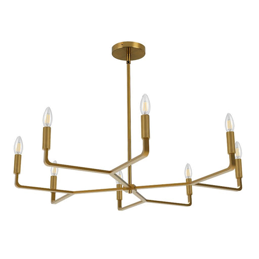 Dainolite Colette 32in 8-Light Chandelier | Contemporary Aged Brass Metal | Kitchen & Dining Room | 32 x 32 x 5 in | Model CLT-328-AGB
