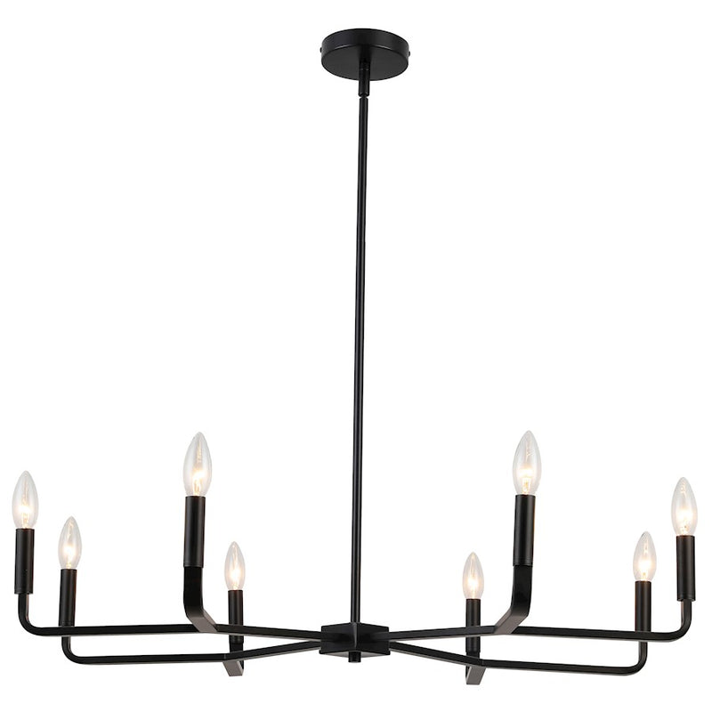 Dainolite Colette 32in 8-Light Chandelier | Contemporary Matte Black Metal | Kitchen & Dining Room | 32 x 32 x 5 in | Model CLT-328-MB